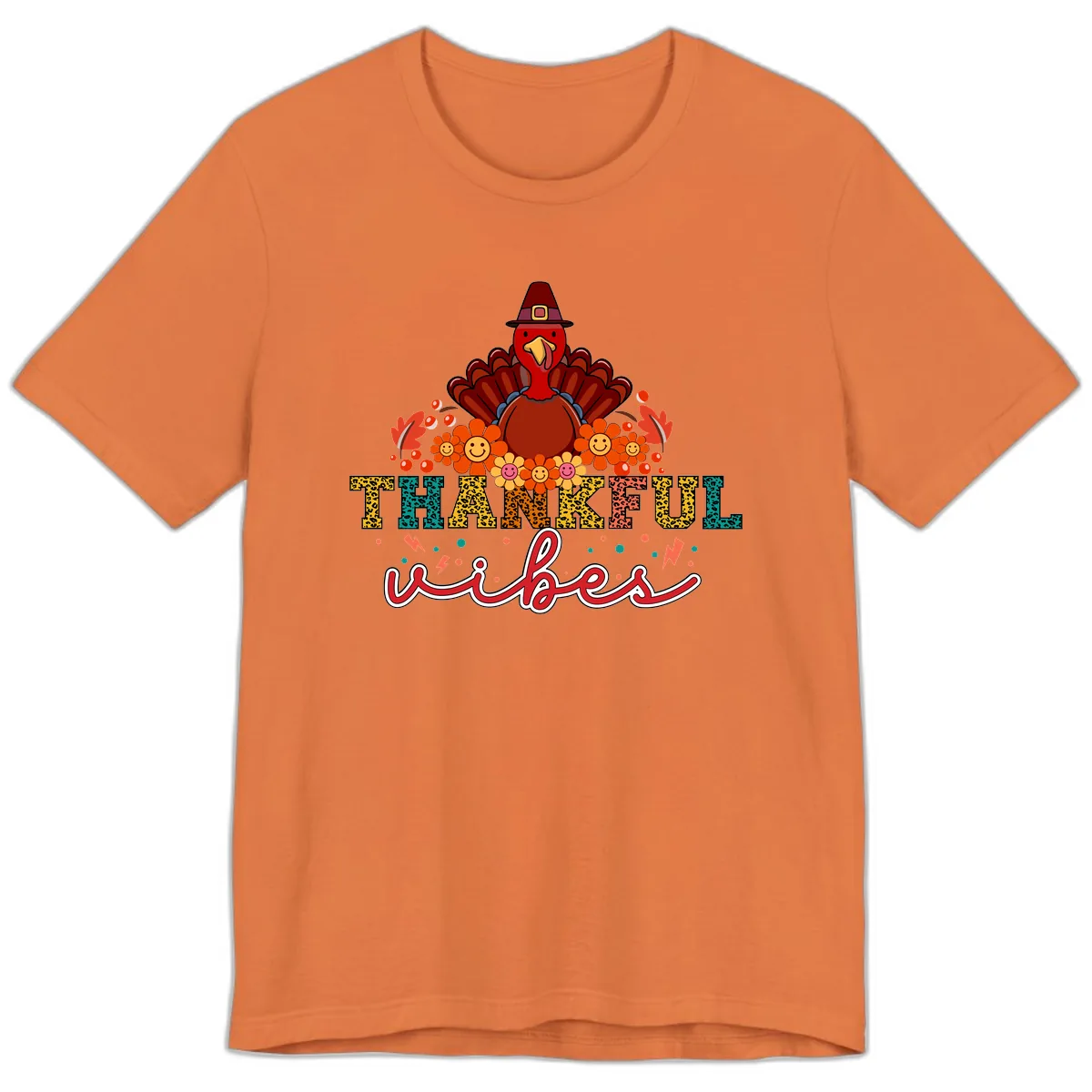 Turkey Vibes Thanksgiving Design Premium T-Shirt in Burnt Orange